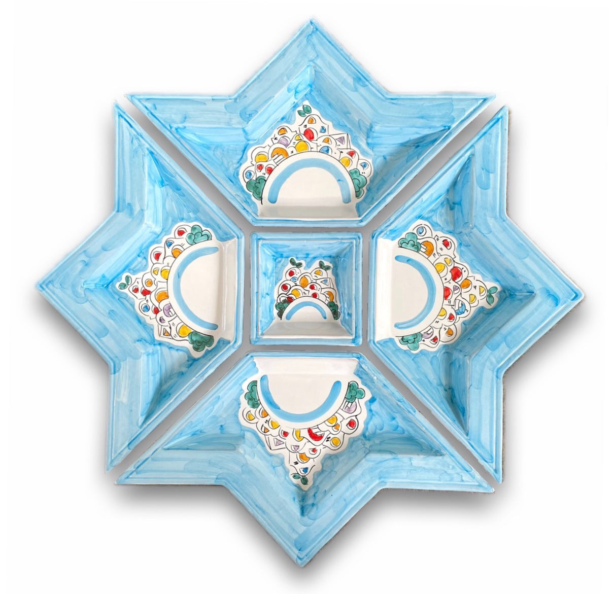 Antipastiera a Stella in Ceramica Vietrese DECORO NAIF