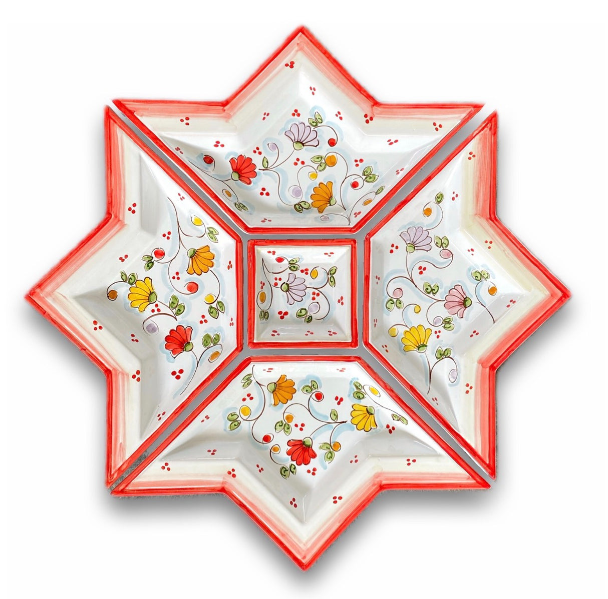 Antipastiera a Stella in Ceramica Vietrese DECORO PRIMULA NEW