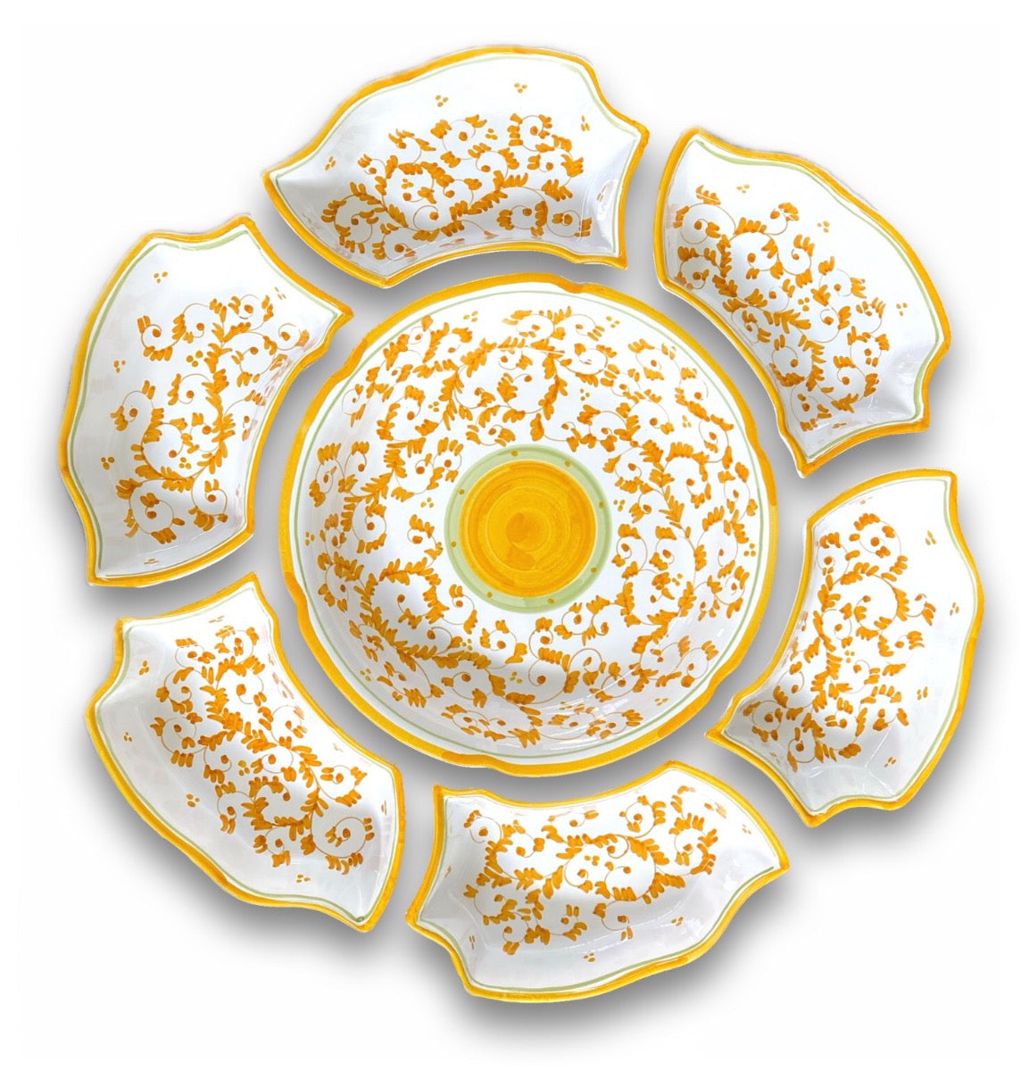 Antipastiera Fiore in ceramica vietrese DECORO BAROCCHETTO