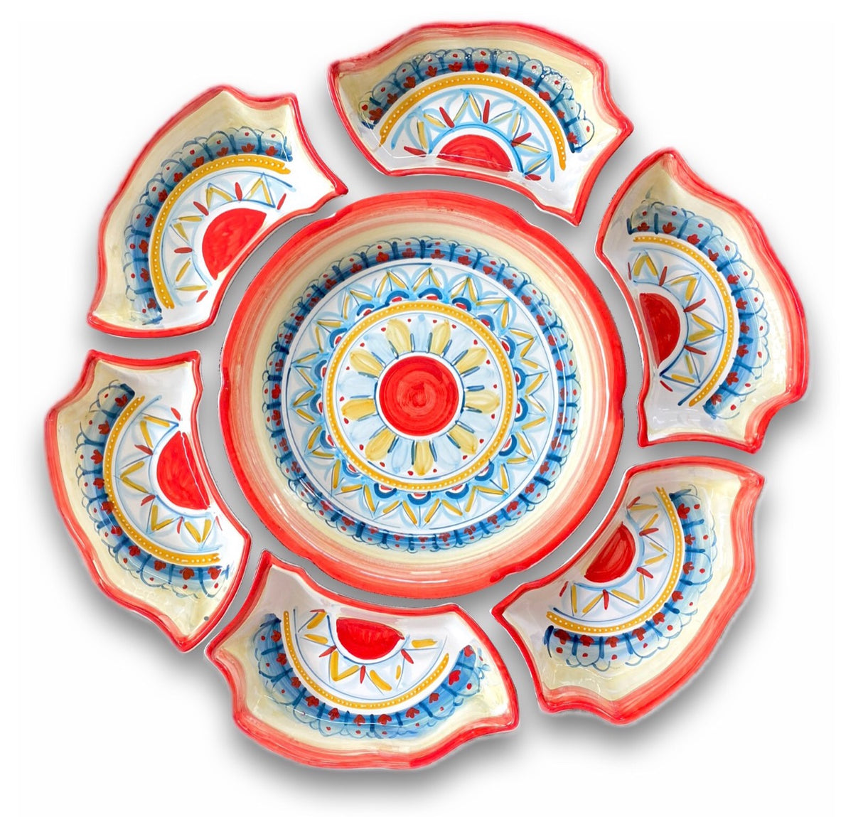 Antipastiera Fiore in ceramica vietrese DECORO GEOMETRICO RAVELLO NEW