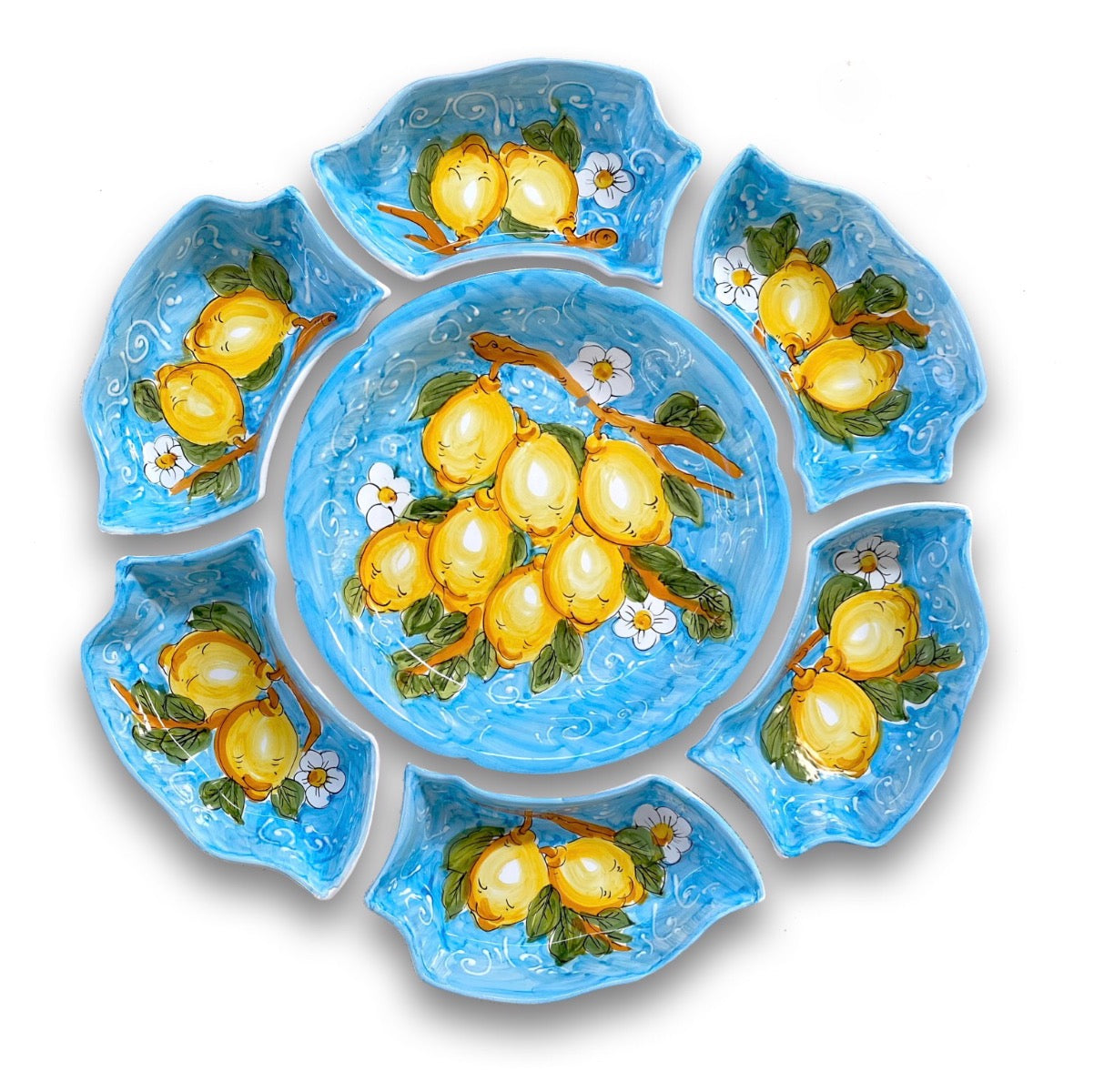 Antipastiera Fiore in ceramica vietrese DECORO LIMONE VIETRI