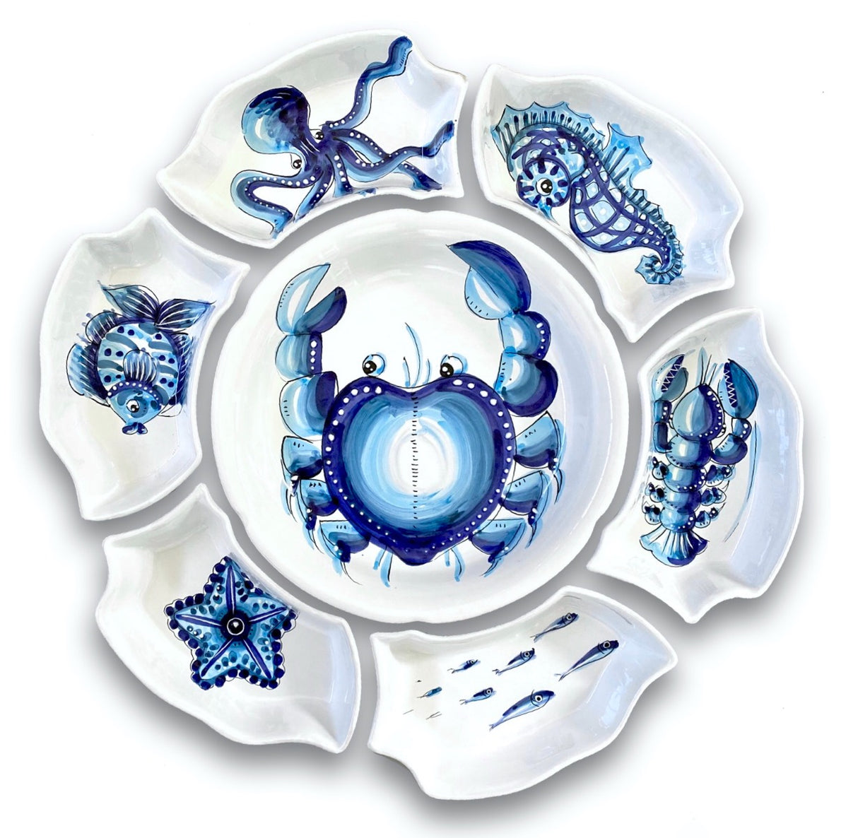 Antipastiera Fiore in ceramica vietrese MARE MAGNUM