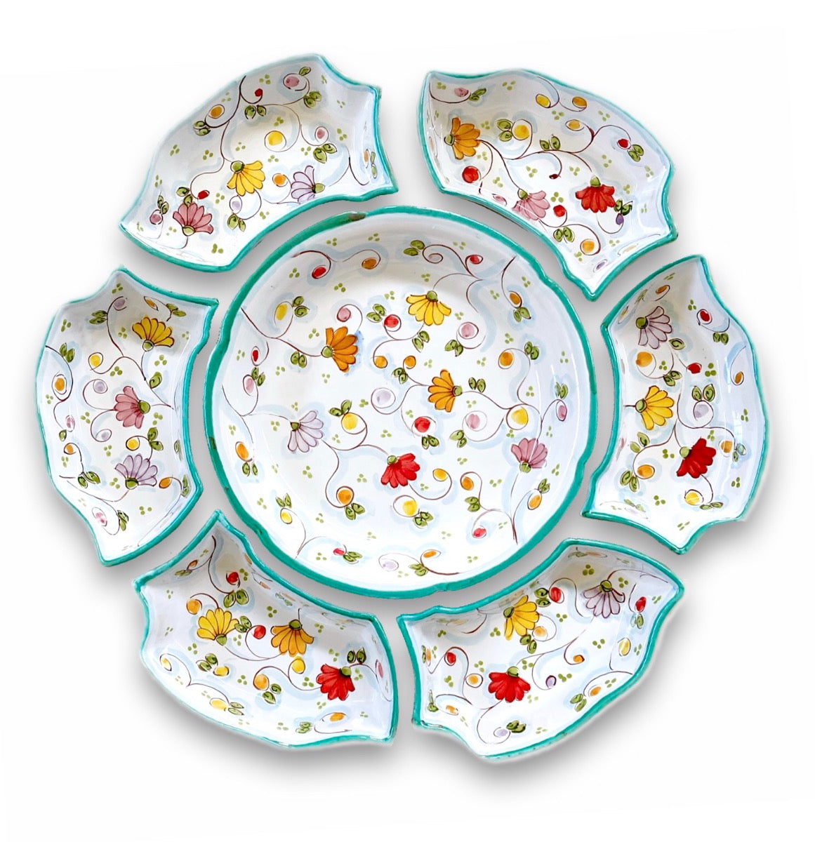 Antipastiera Fiore in ceramica vietrese DECORO PRIMULA NEW