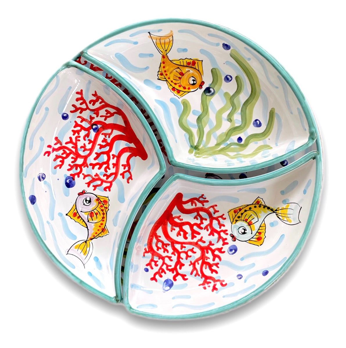 Antipastiera Girella in ceramica vietrese DECORO FONDO MARE