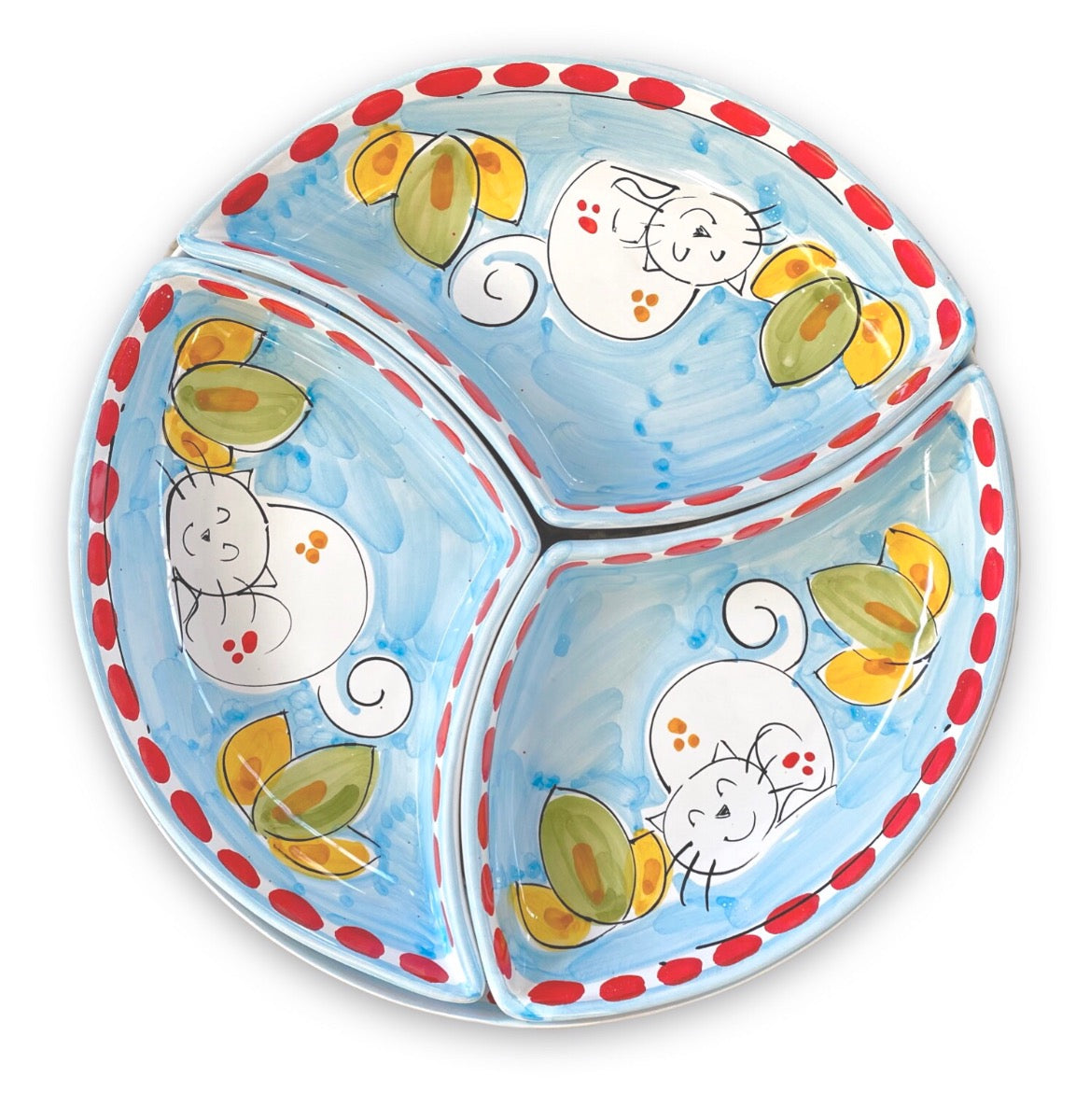 Antipastiera Girella in ceramica vietrese DECORO GATTO NEW