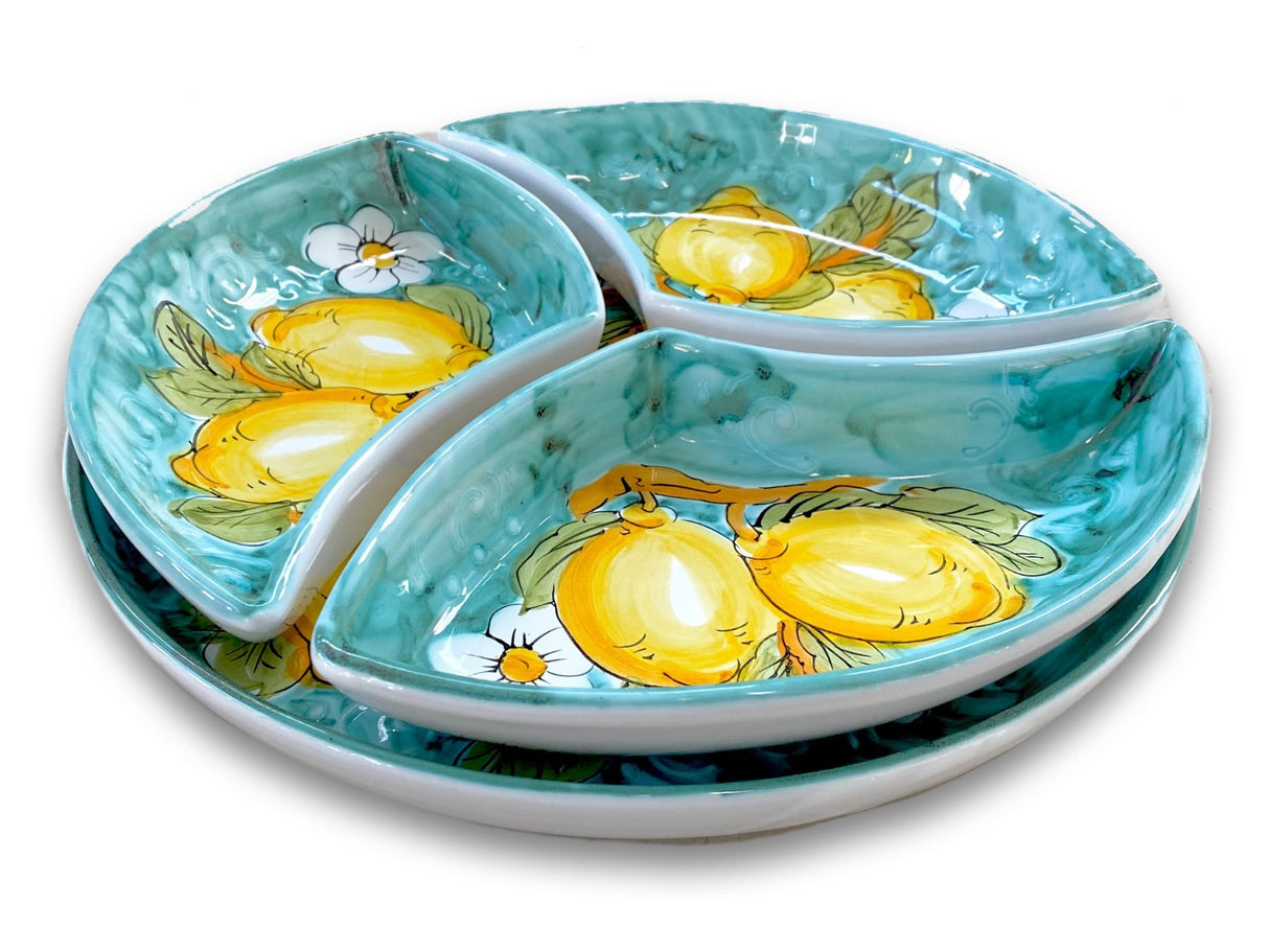 Antipastiera Girella in ceramica vietrese DECORO LIMONE VIETRI