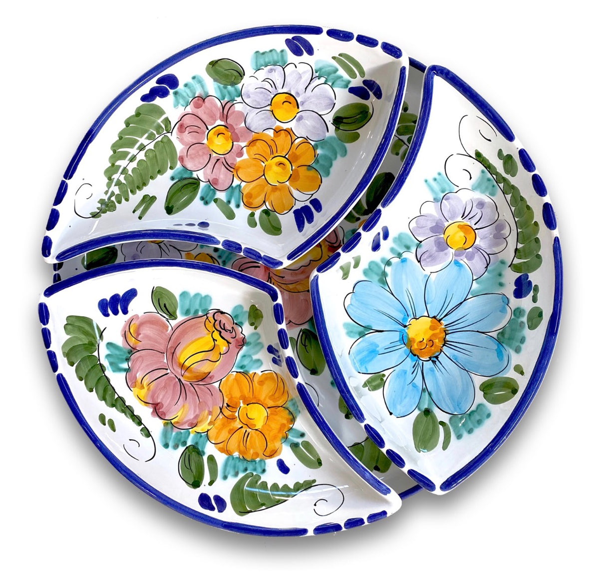 Antipastiera Girella in Ceramica Vietrese DECORI MISTI