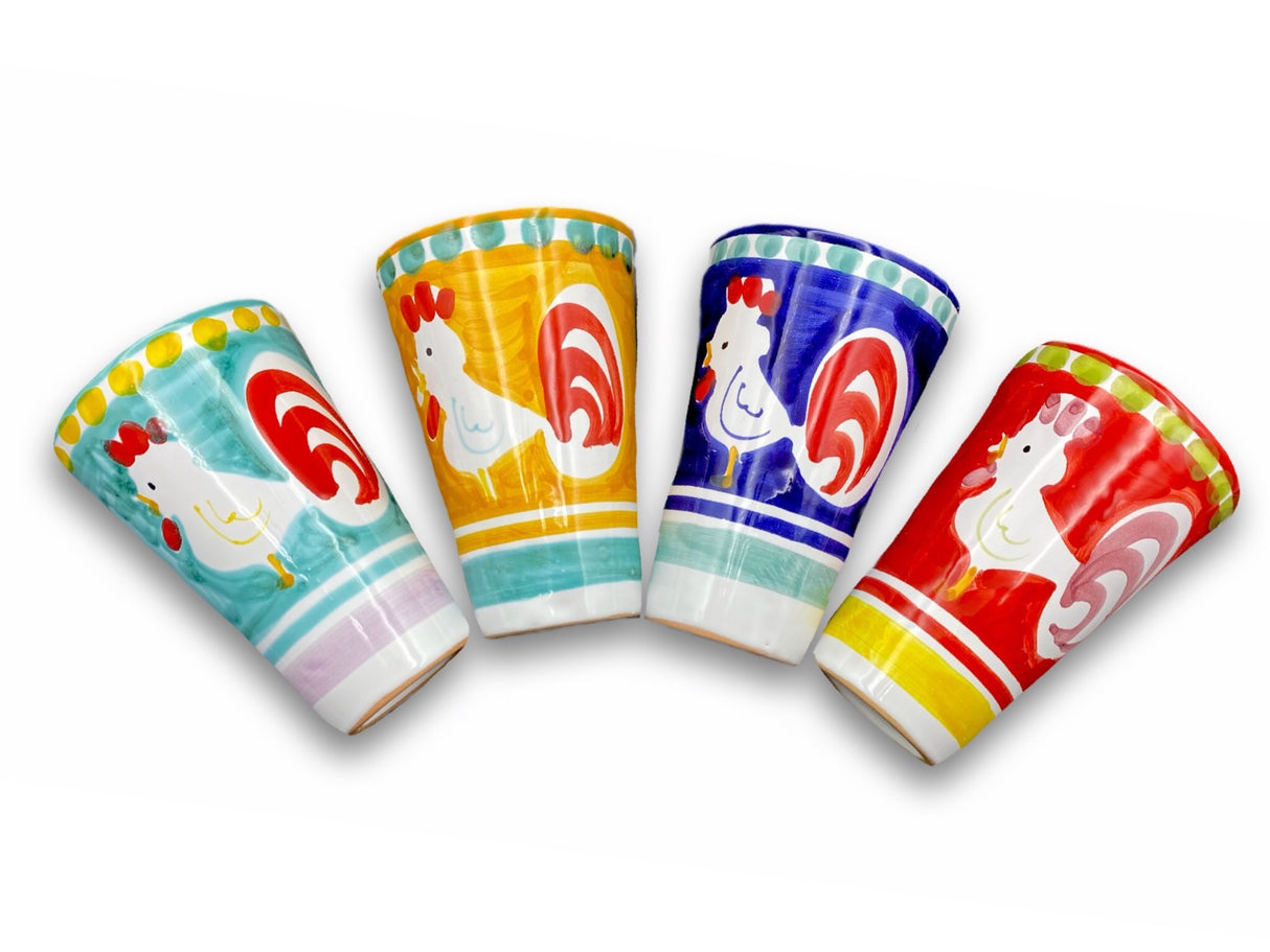 Bicchiere in ceramica vietrese DECORO GALLO