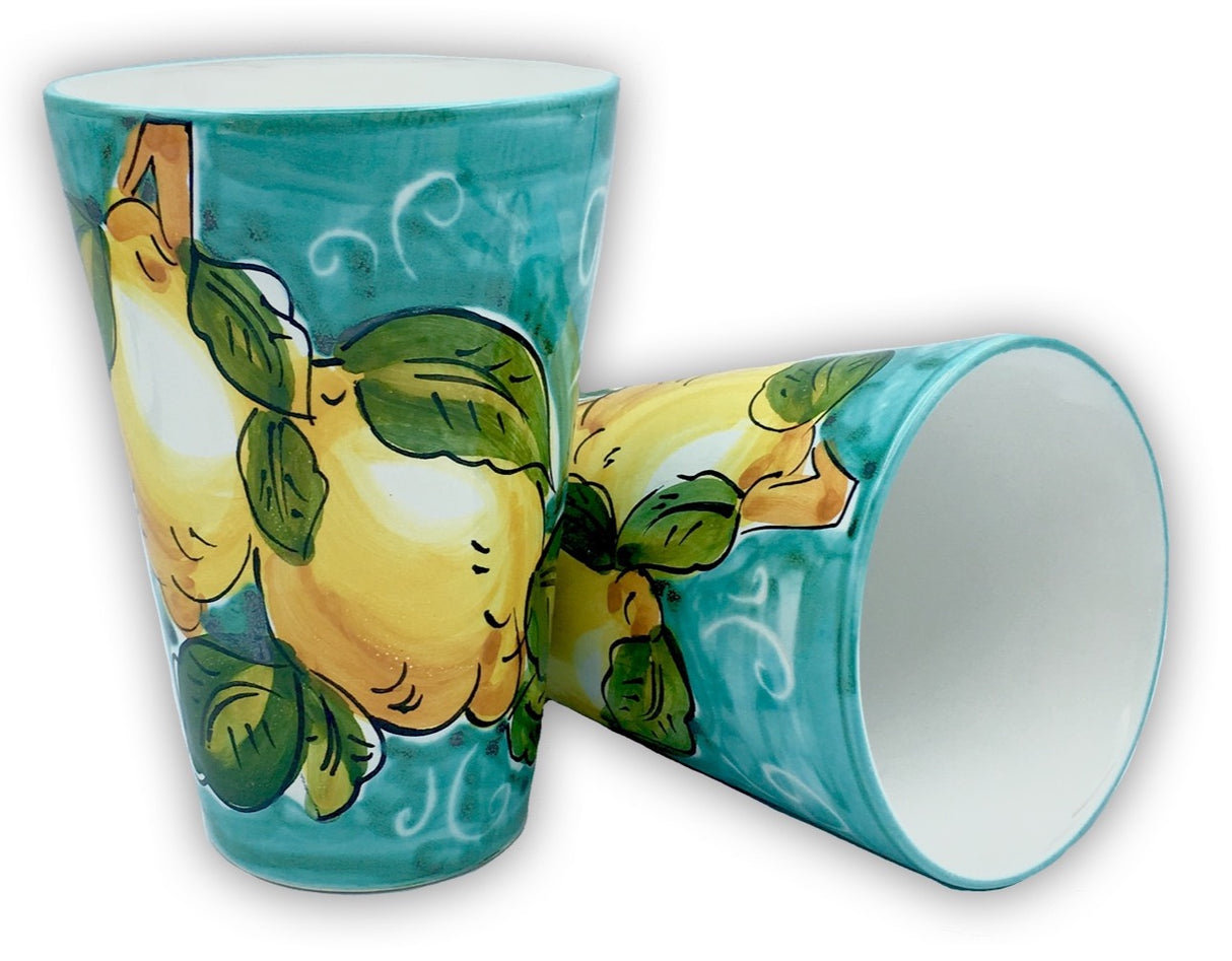 Bicchiere in ceramica vietrese DECORO LIMONE VIETRI