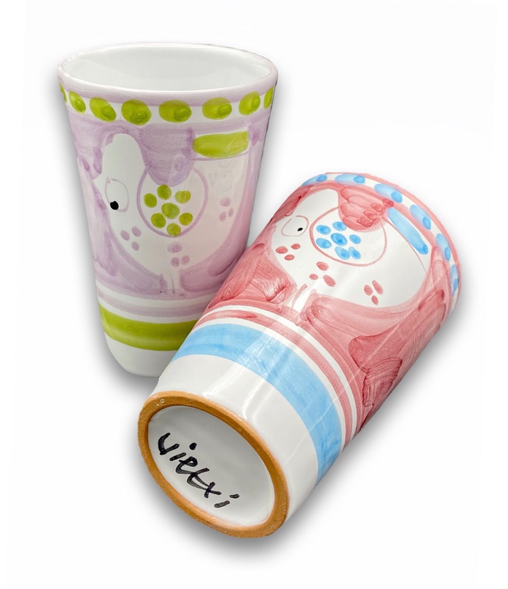 Bicchiere in ceramica vietrese DECORO PULCINO