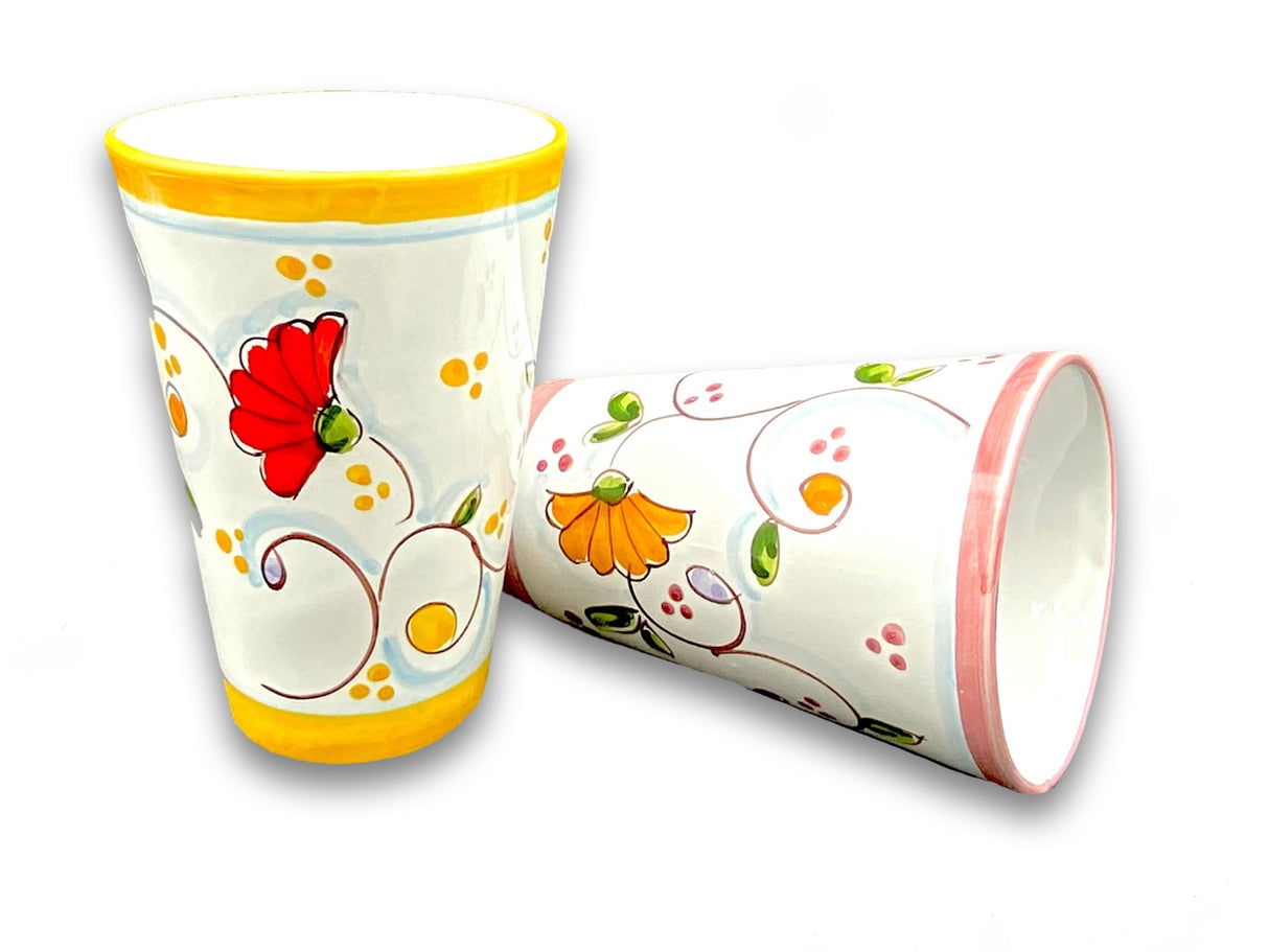 Bicchiere in ceramica vietrese DECORO PRIMULA NEW