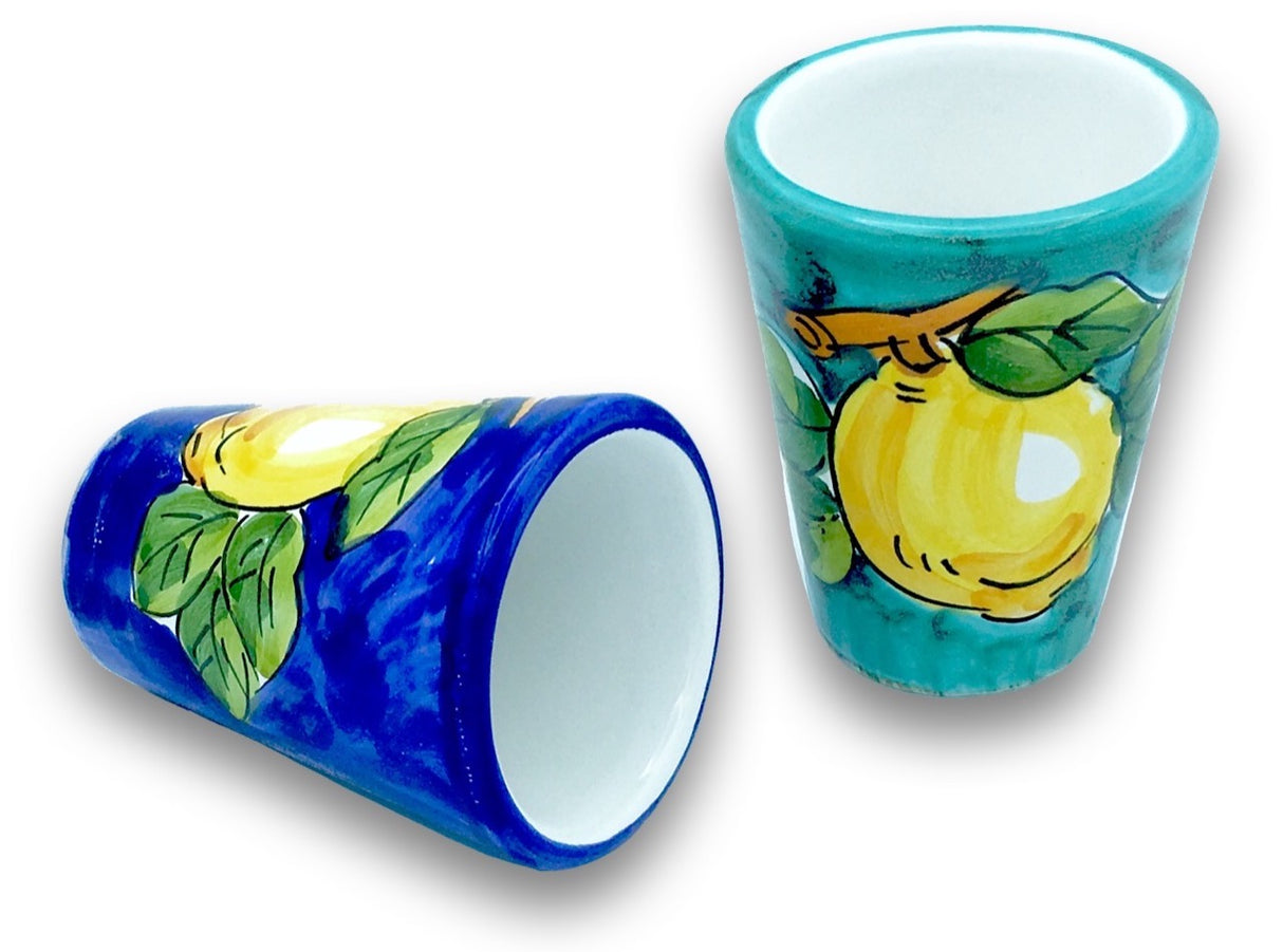 Bicchierino Liquore in Ceramica Vietrese DECORO LIMONE VIETRI