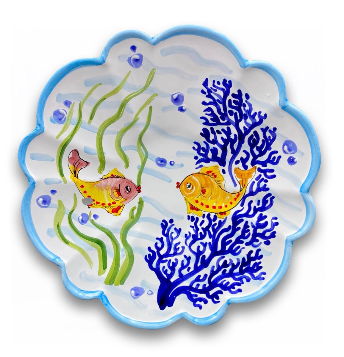 Centrotavola Margherita in ceramica vietrese DECORO FONDO MARE