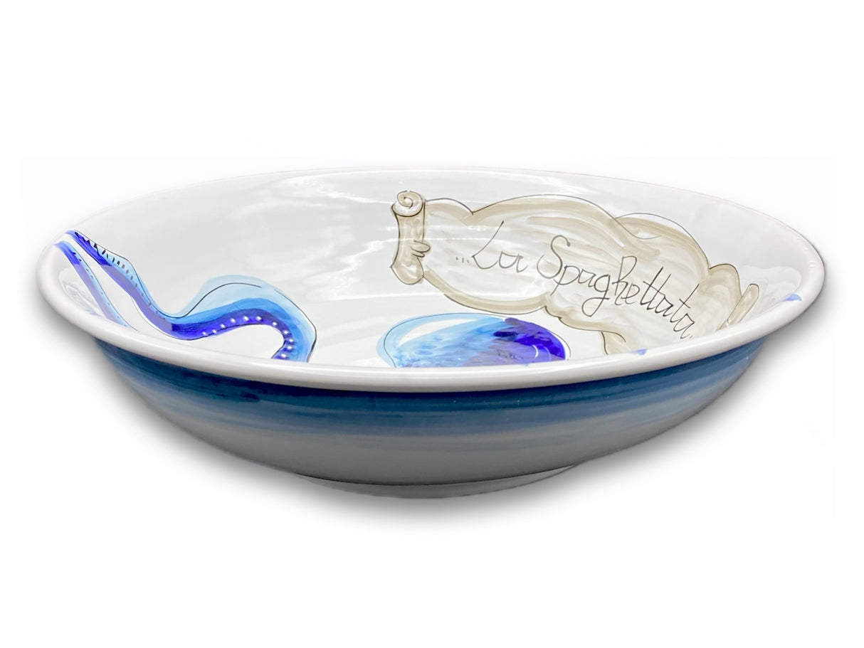 Coppa spaghettata in ceramica di Vietri linea mare magnum