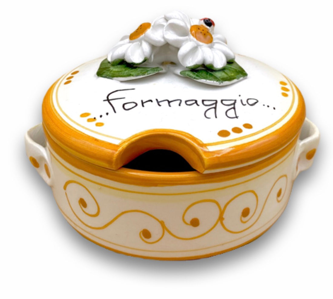 Formaggiera in ceramica Vietrese APPLICAZIONE MARGHERITE