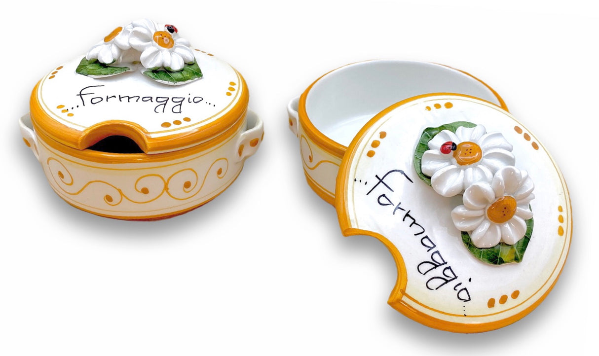Formaggiera in ceramica di Vietri linea Le Margherite