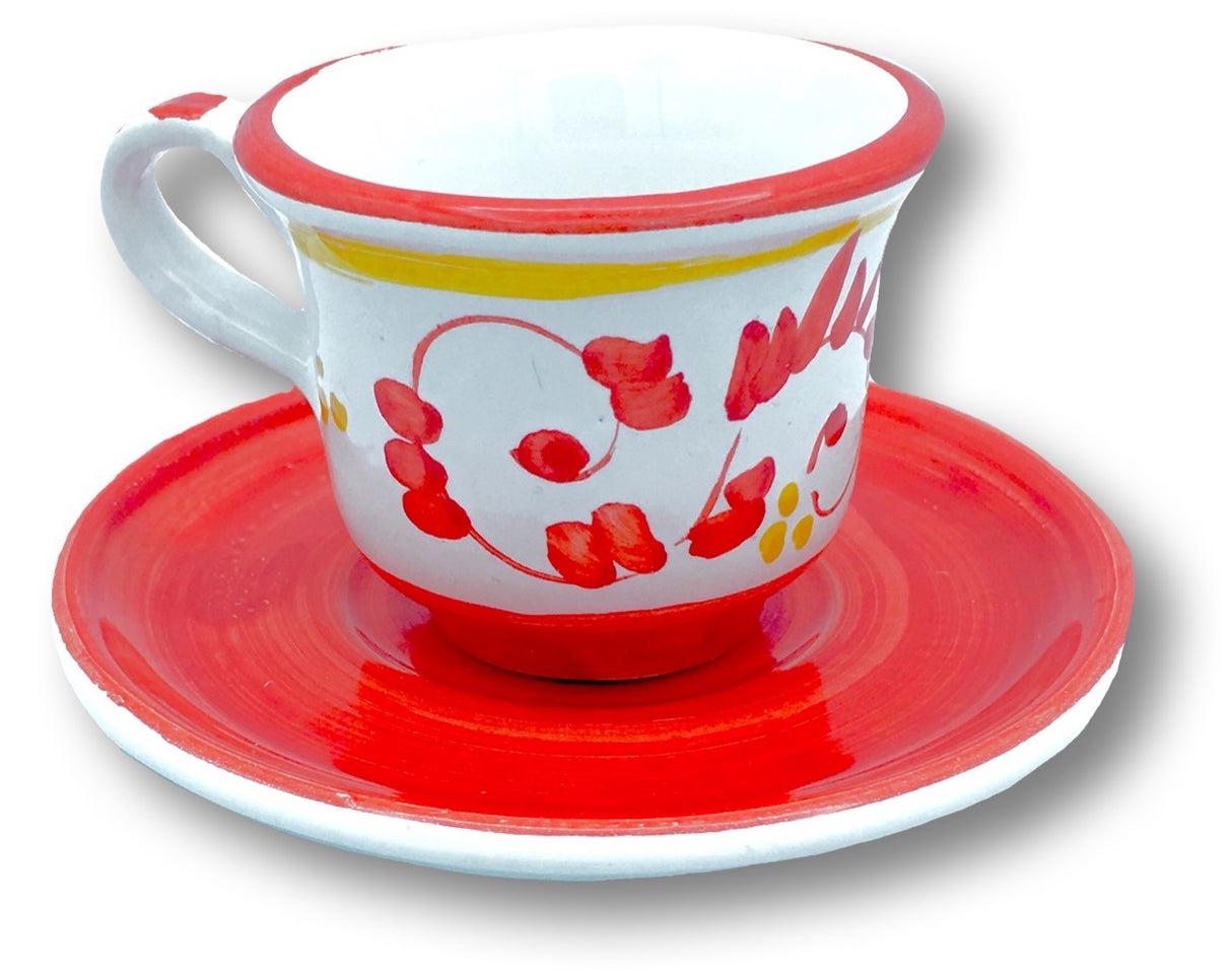 Tazzina + Piattino Caffè in ceramica vietrese DECORO BAROCCHETTO