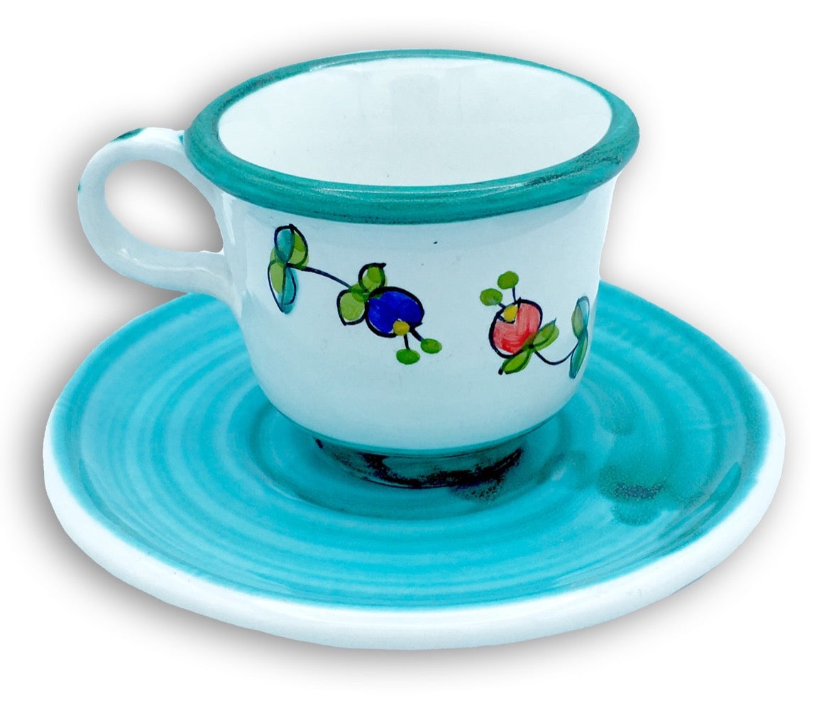 Tazzina + Piattino Caffè in ceramica vietrese DECORO CAMPANELLE