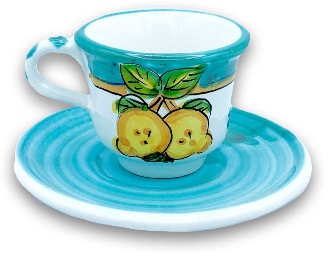 Tazzina + Piattino Caffè in ceramica vietrese DECORO LIMONE COSTIERA NEW
