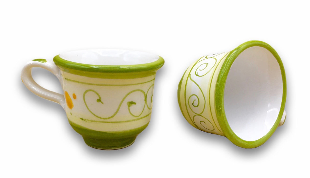 Tazzina caffè con piattino in ceramica di Vietri Linea Limoni