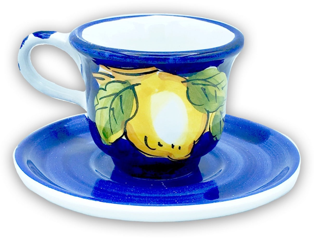 Tazzina + Piattino Caffè in ceramica vietrese DECORO LIMONE VIETRI
