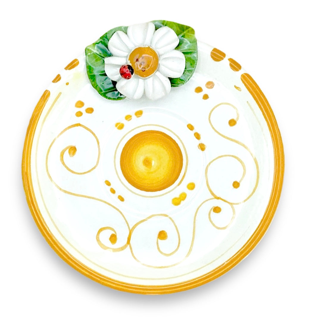 Tazzina con piattino da caffè in ceramica di Vietri Linea Margherite