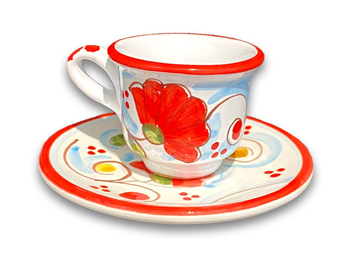 Tazzina + Piattino Caffè in ceramica vietrese DECORO PRIMULA NEW