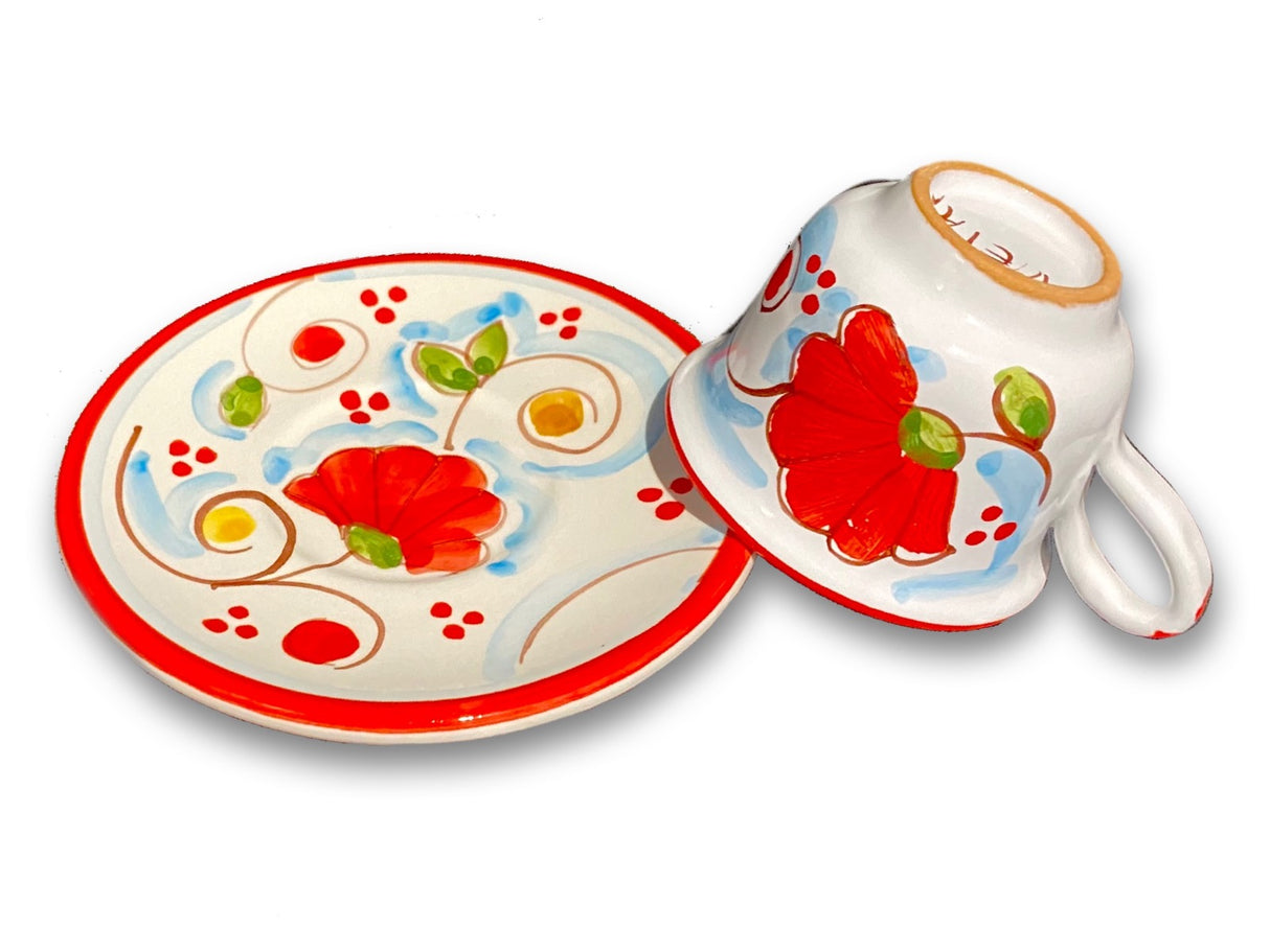 Tazzina con piattino caffè in ceramica di Vietri