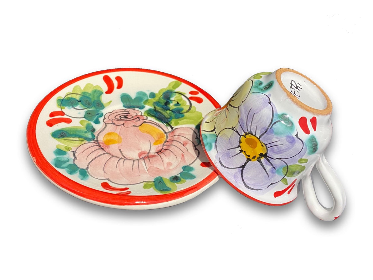 Tazzina con piattino caffè in ceramica di Vietri