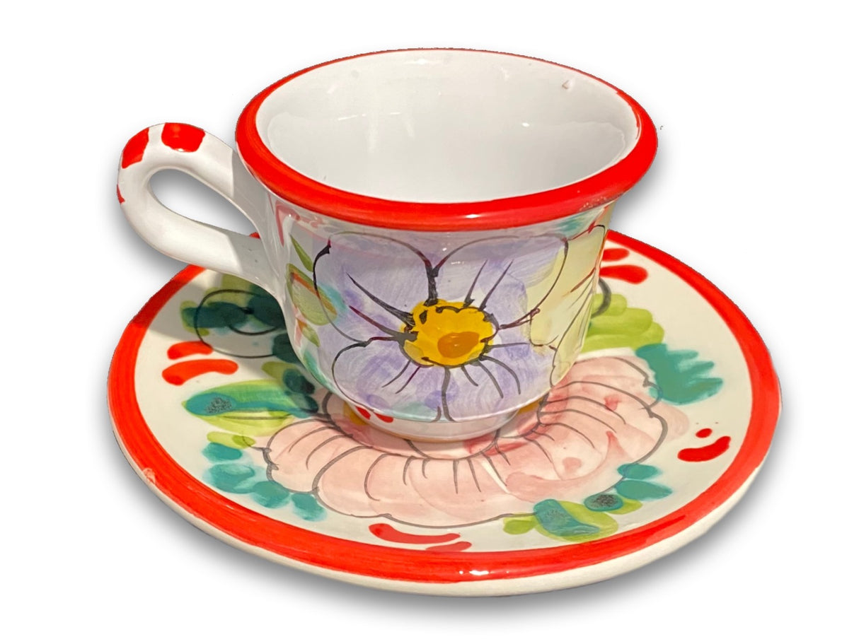 Tazzina + Piattino Caffè in ceramica vietrese DECORO VIETRI ANTICO