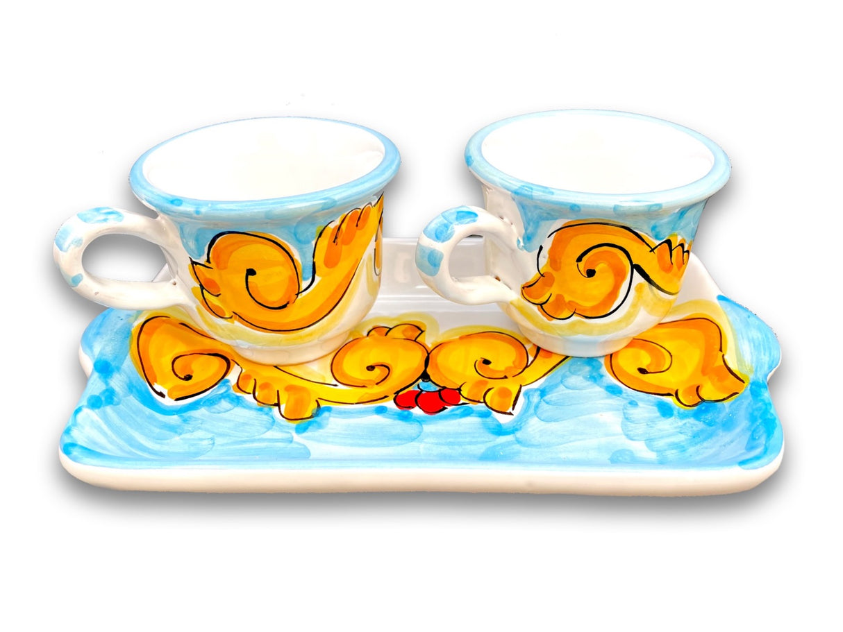 Servizio Caffè X 2 in ceramica vietrese DECORO BAROCCO