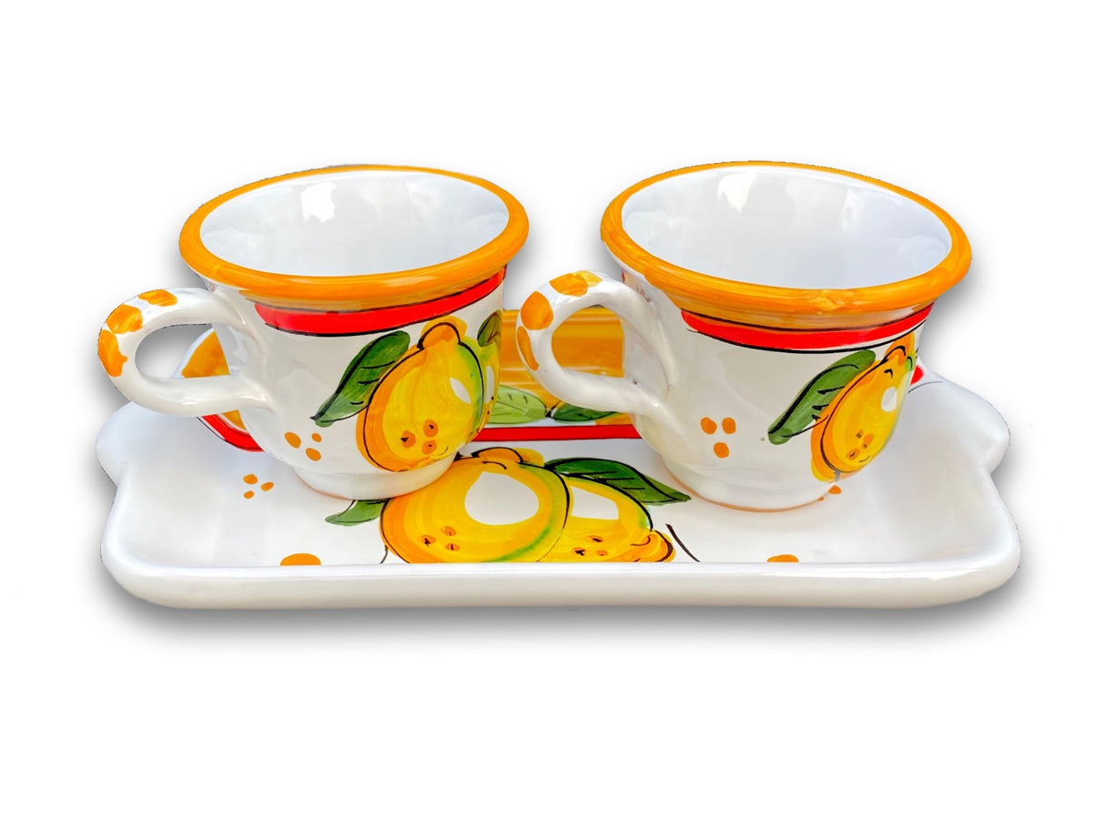 Servizio Caffè X 2 in ceramica vietrese DECORO LIMONE COSTIERA NEW