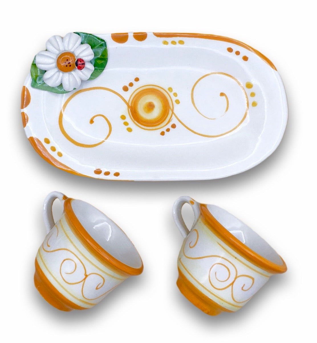 Servizio caffè per 2 in ceramica di Vietri Linea Margherite