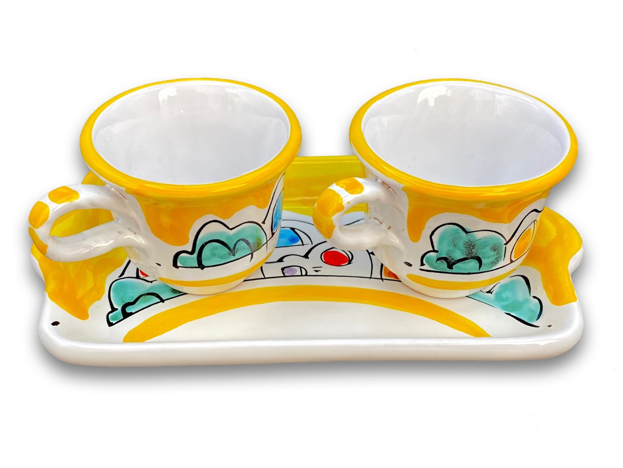 Servizio Caffè X 2 in ceramica vietrese DECORO NAIF