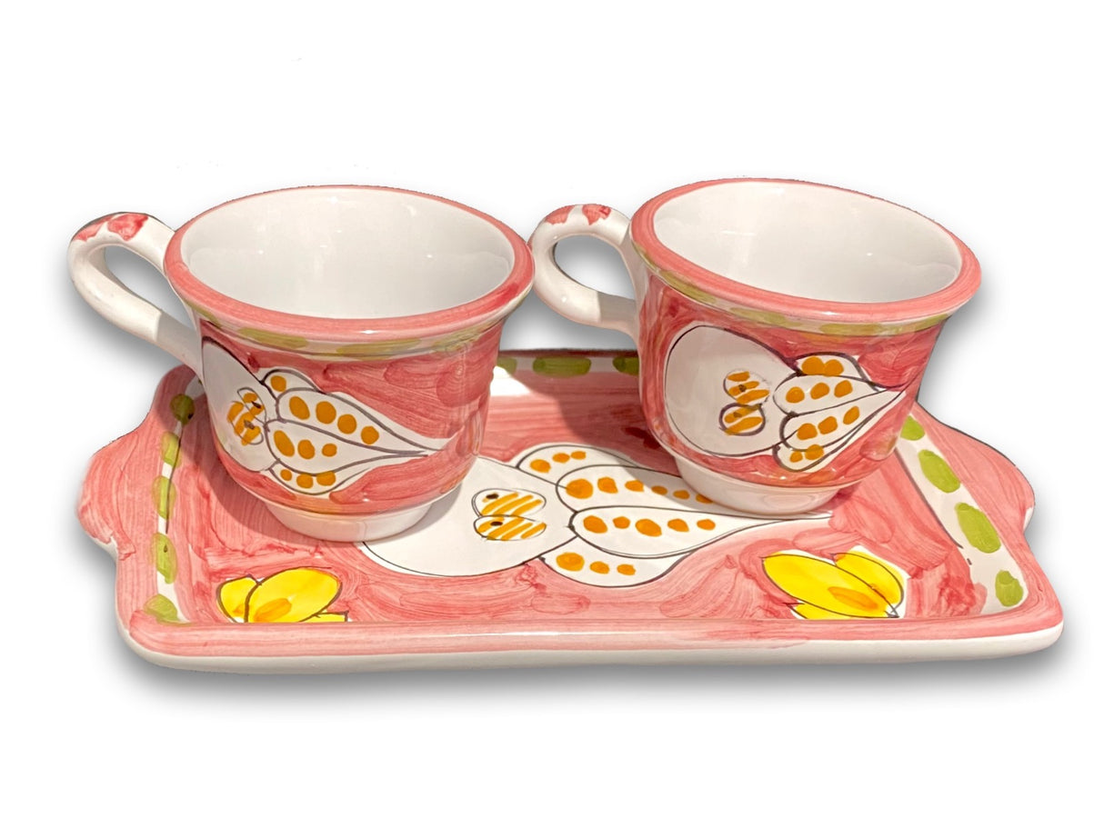 Servizio Caffè X 2 in ceramica vietrese DECORO POLPO NEW