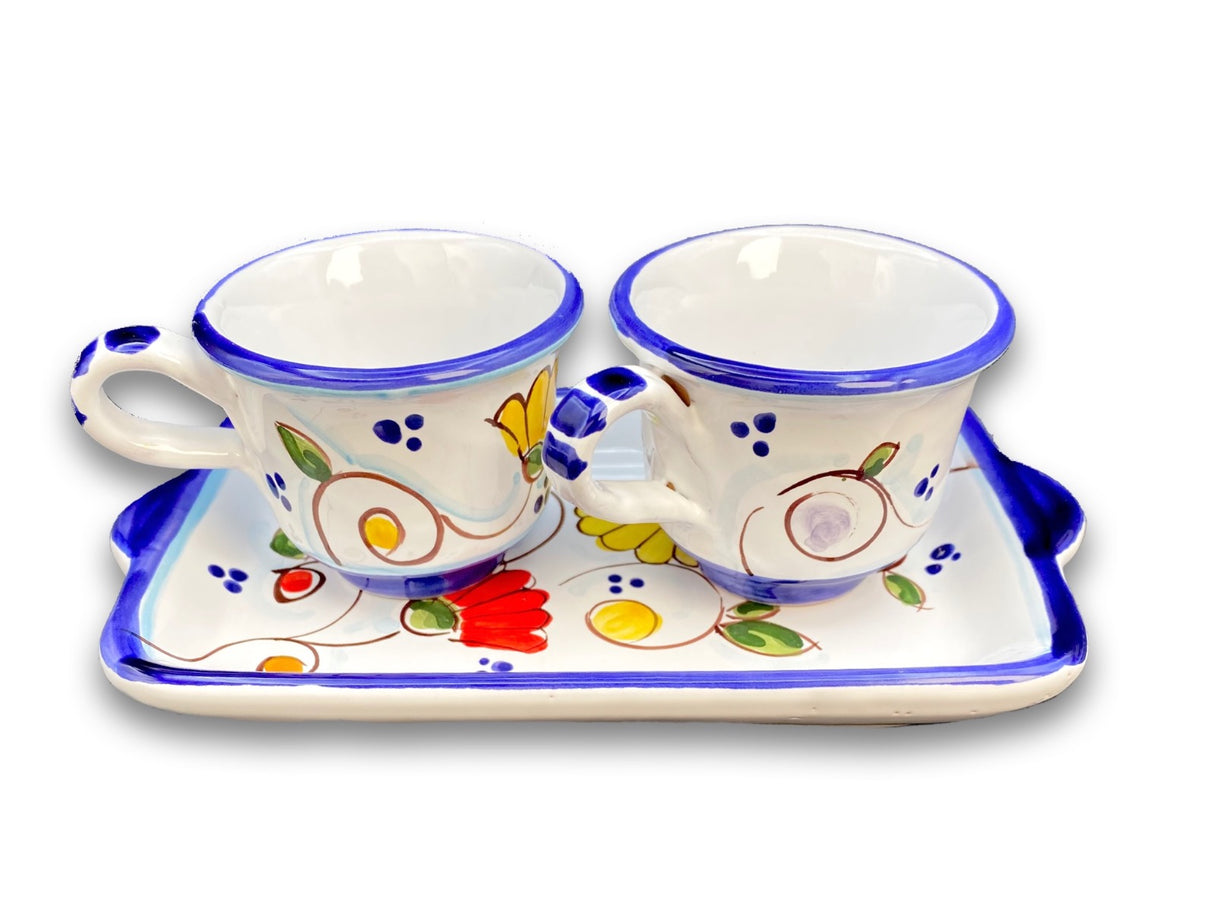 Servizio Caffè X 2 in ceramica vietrese DECORO PRIMULA NEW