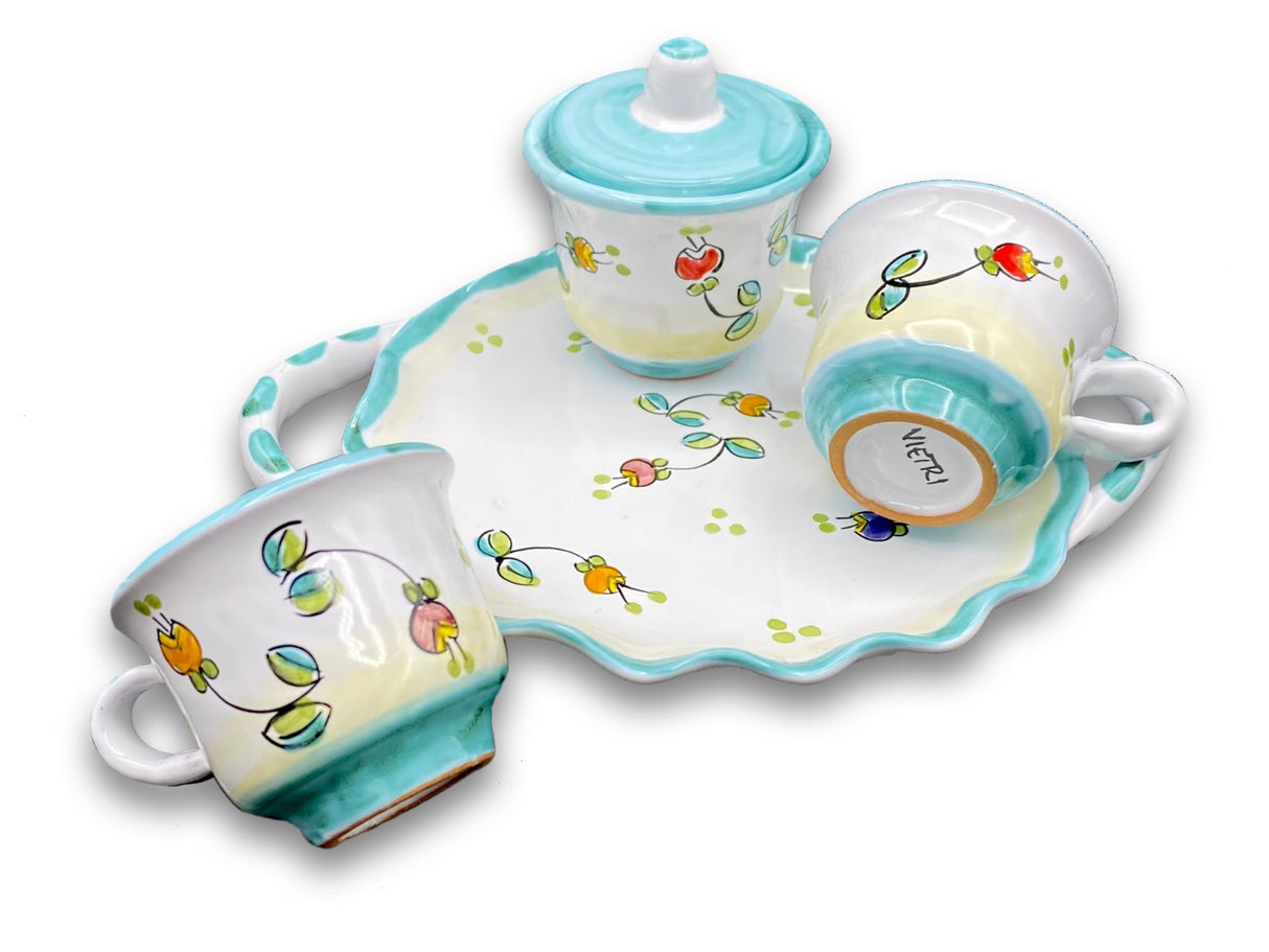 Servizio Caffè X 2 + Zuccheriera in ceramica vietrese DECORO CAMPANELLE