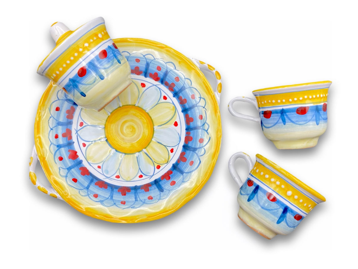 Servizio caffè x 2 + zuccheriera in ceramica di Vietri
