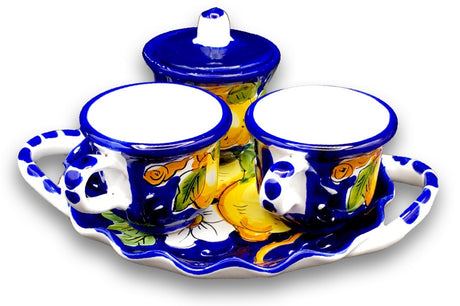 Servizio Caffè X 2 + Zuccheriera in ceramica vietrese DECORO LIMONE VIETRI