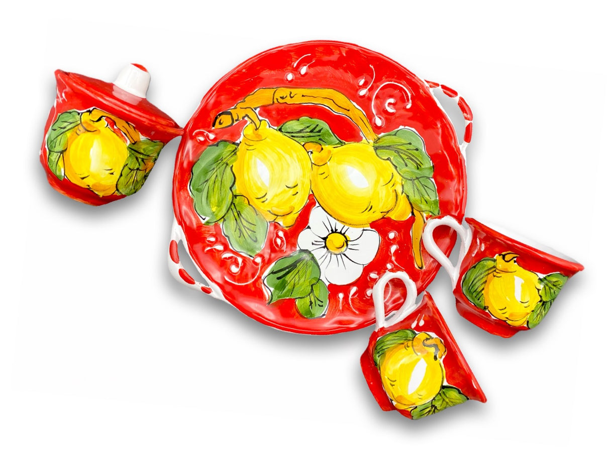 Servizio caffè x 2 + zuccheriera in ceramica di Vietri