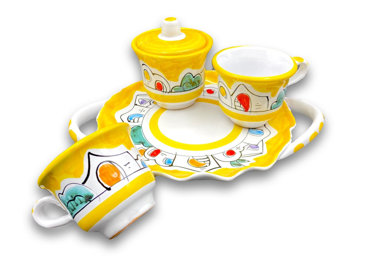 Servizio caffè x 2 + zuccheriera in ceramica di Vietri