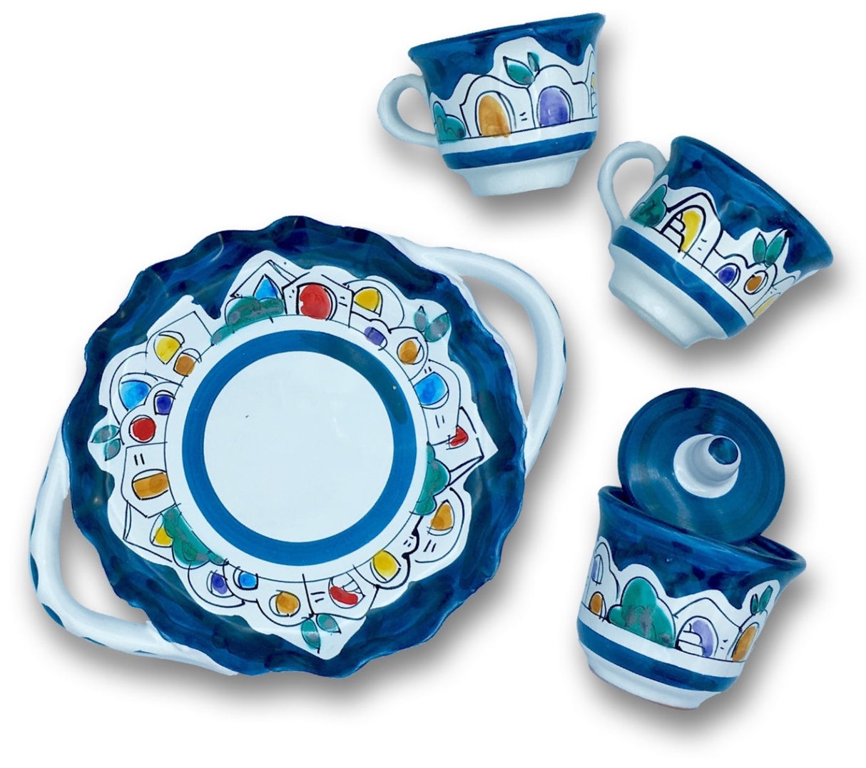 Servizio caffè x 2 + zuccheriera in ceramica di Vietri