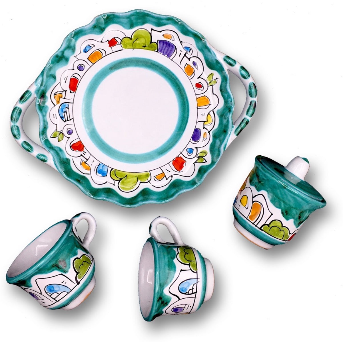 Servizio caffè x 2 + zuccheriera in ceramica di Vietri