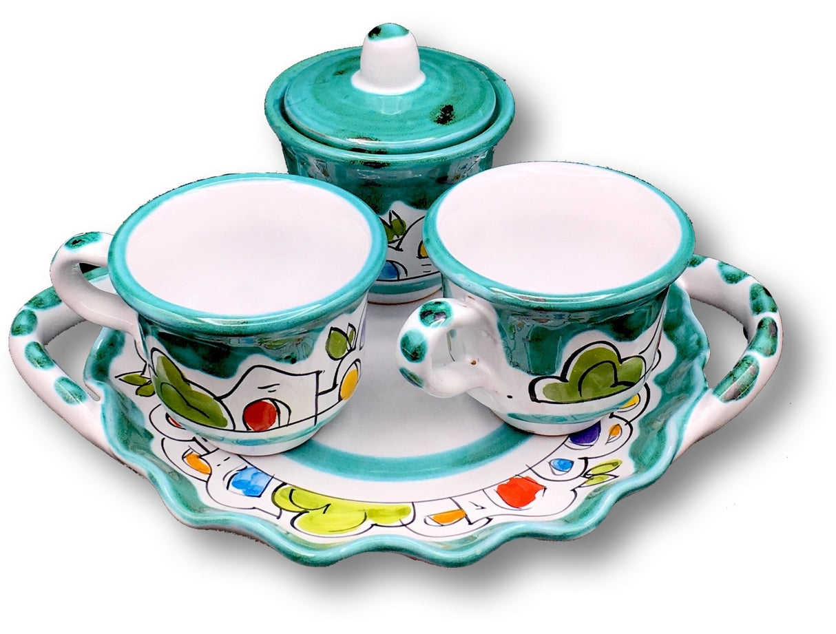 Servizio Caffè X 2 + Zuccheriera in ceramica vietrese DECORO NAIF