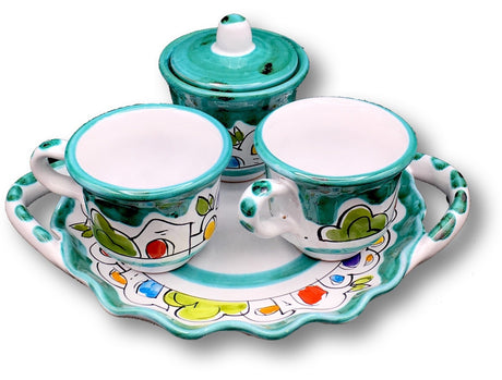 Servizio Caffè X 2 + Zuccheriera in ceramica vietrese DECORO NAIF