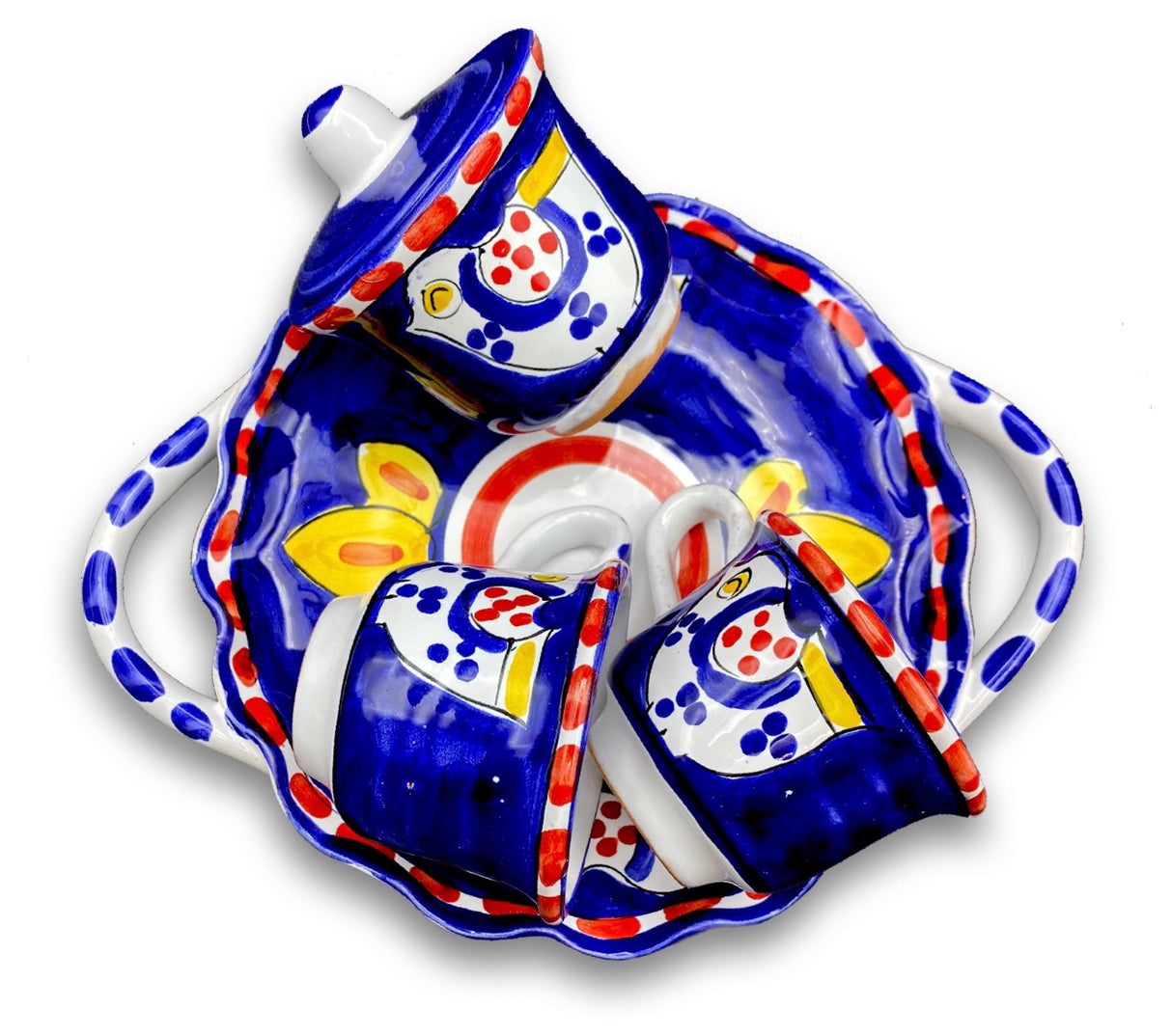 Servizio Caffè x 2 + Zuccheriera in Ceramiche di Vietri DECORI MISTI