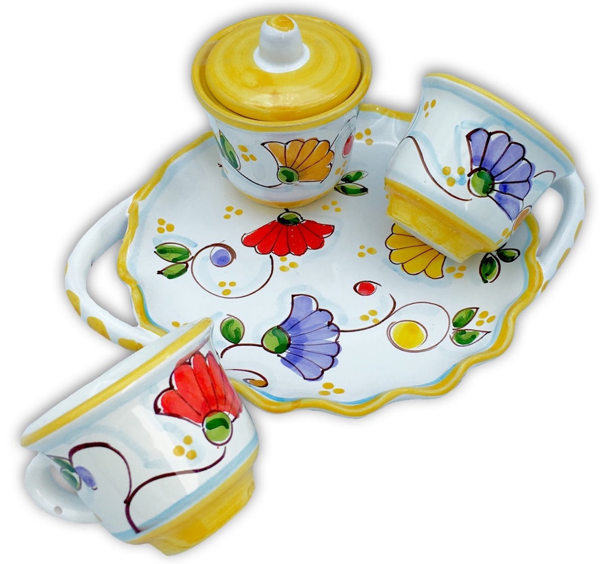 Servizio caffè X 2 + zuccheriera in ceramica di Vietri