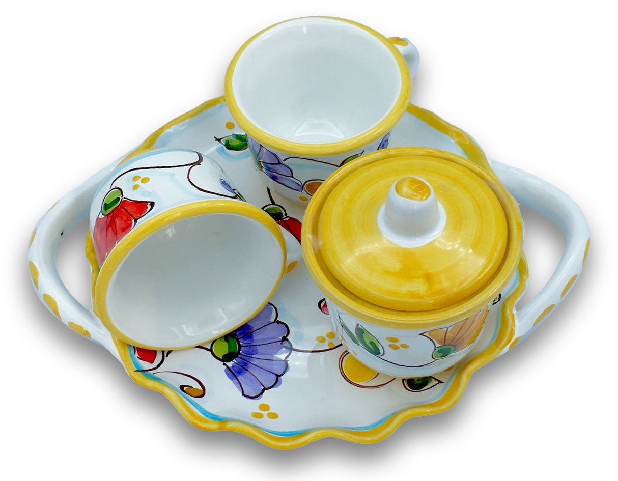 Servizio caffè X 2 + zuccheriera in ceramica di Vietri