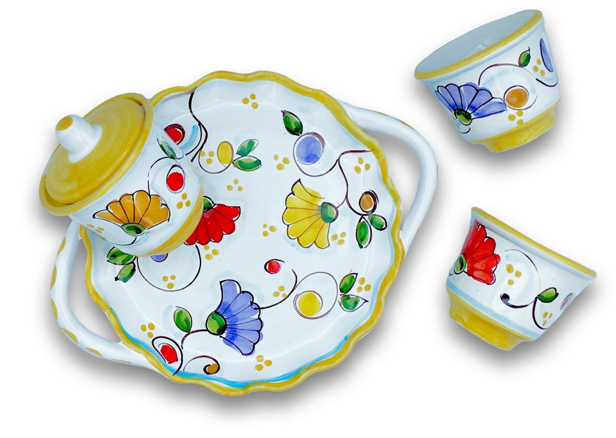 Servizio caffè X 2 + zuccheriera in ceramica di Vietri