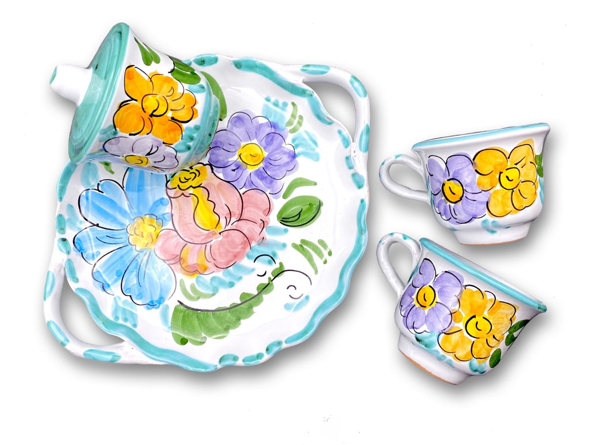 Servizio Caffè X 2 + Zuccheriera in ceramica vietrese DECORO VIETRI ANTICO